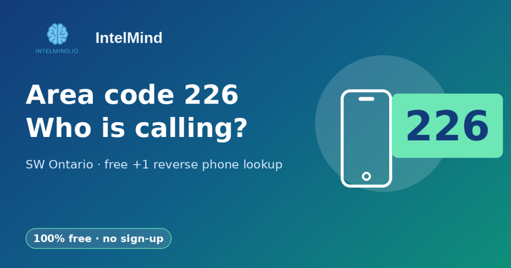 Area code 226 (SW Ontario): where it is, local time and who is calling, with a free +1 226 number lookup