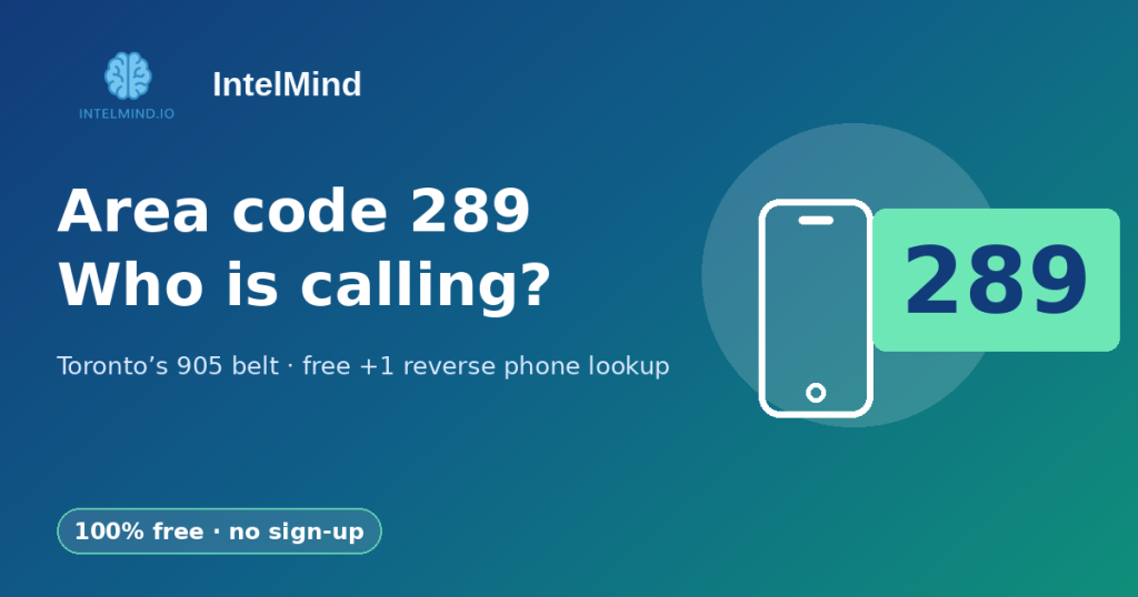 Area code 289 (Toronto’s 905 belt): where it is, local time and who is calling, with a free +1 289 number lookup