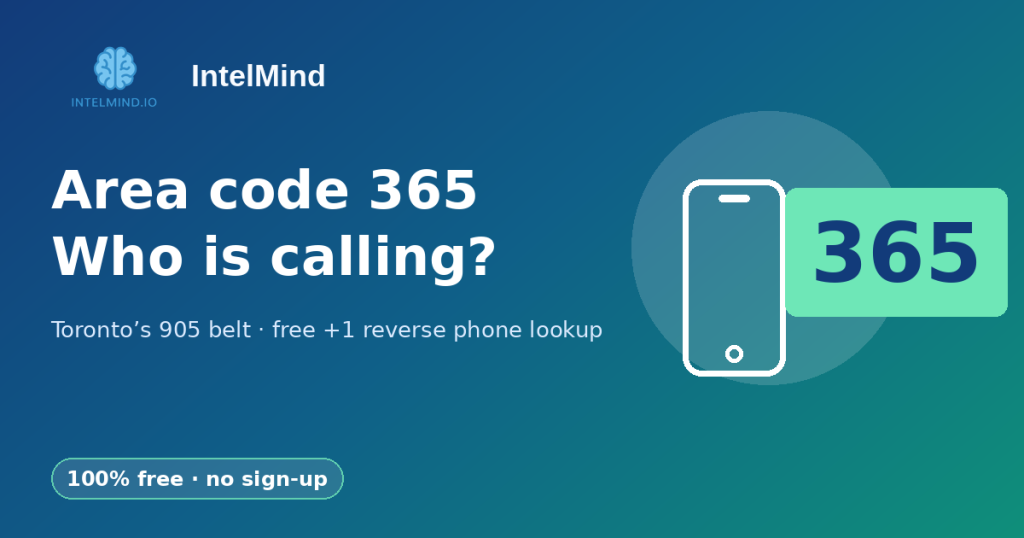 Area code 365 (Toronto’s 905 belt): where it is, local time and who is calling, with a free +1 365 number lookup