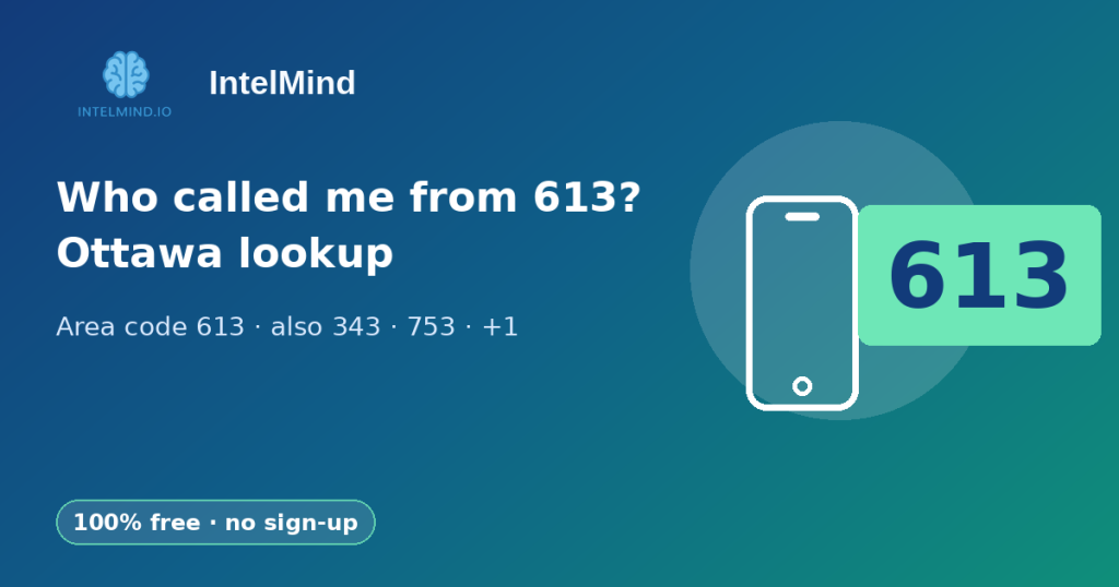 Area code 613 (Ottawa): where it is, local time and who is calling, with a free +1 613 number lookup